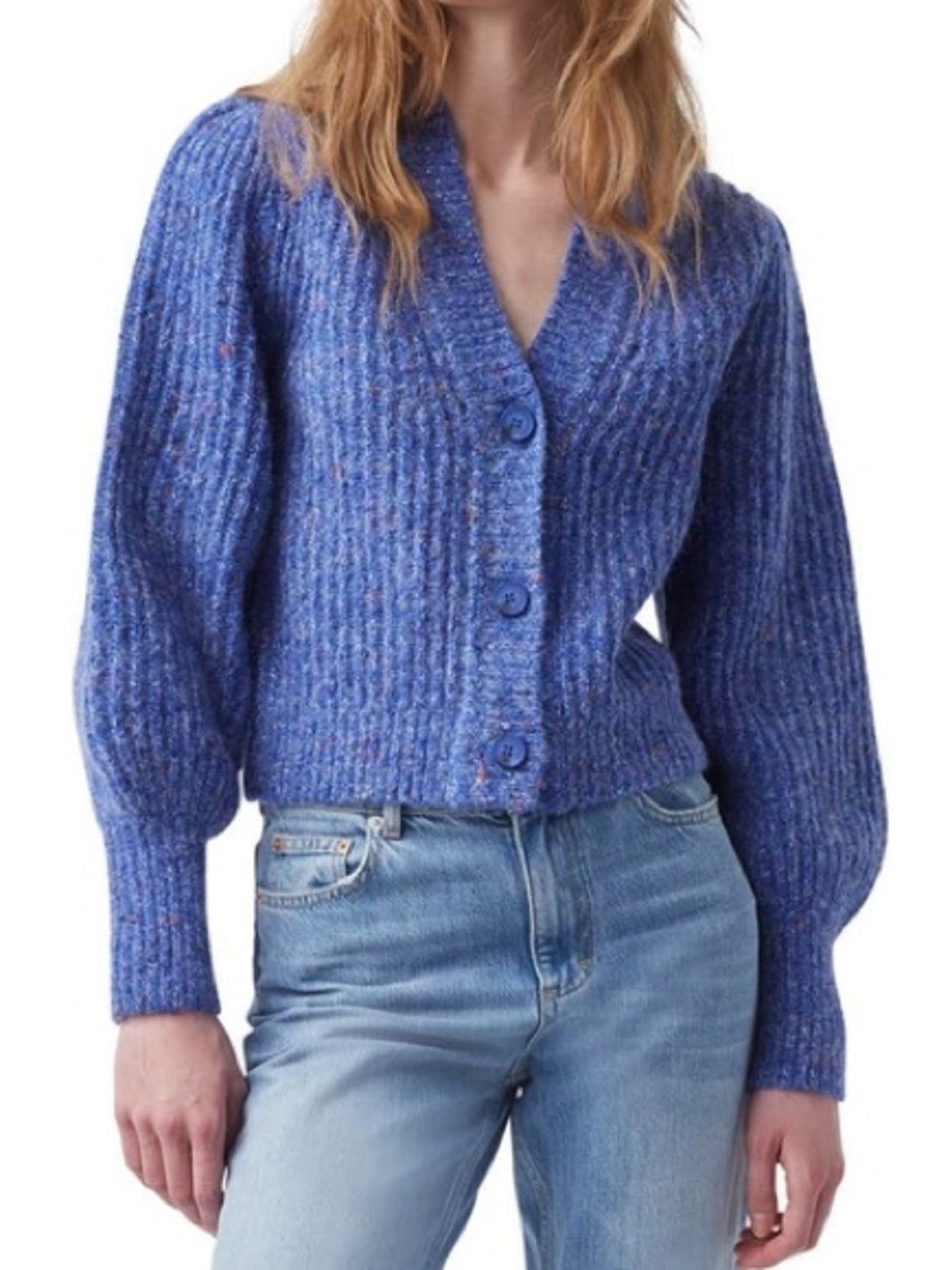 French Connection Natalya Knit Cardigan In Blue Multi medium